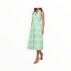 Adelyn Rae Ruby Embroidery Midi Dress - White/Green
