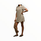 perfectwhitetee Rhet Dress - Mocha/Natural Stripe