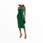 Badgley Mischka Jacquard Bow Dress - Emerald