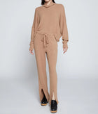 Stateside Rachel Chunky Rib Front Slit Tie Pant - Toffee