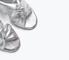 Frēda Salvador Valentina Ruched Mid-Heel Sandal - Silver Calf