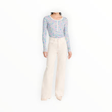 Sundry Vida Floral Henley - Oat Milk