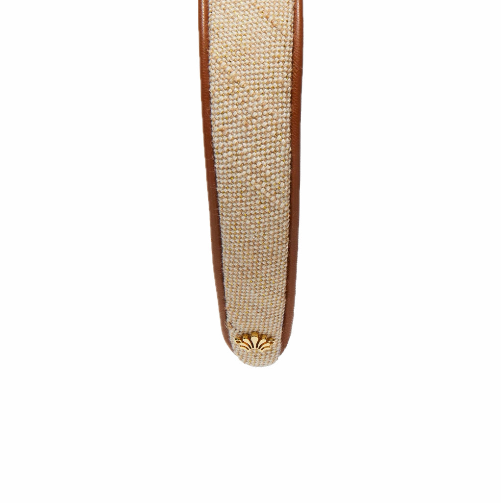 Lele Sadoughi Natural Canvas Bessette Faux Leather Trim Headband