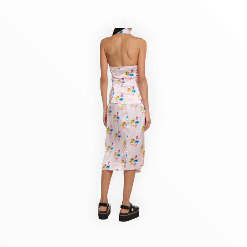 GANNI Floral Silk Blend Halter Neck Top