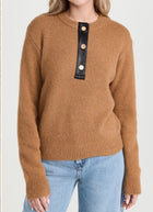 Frame Leather Placket Henley - Camel