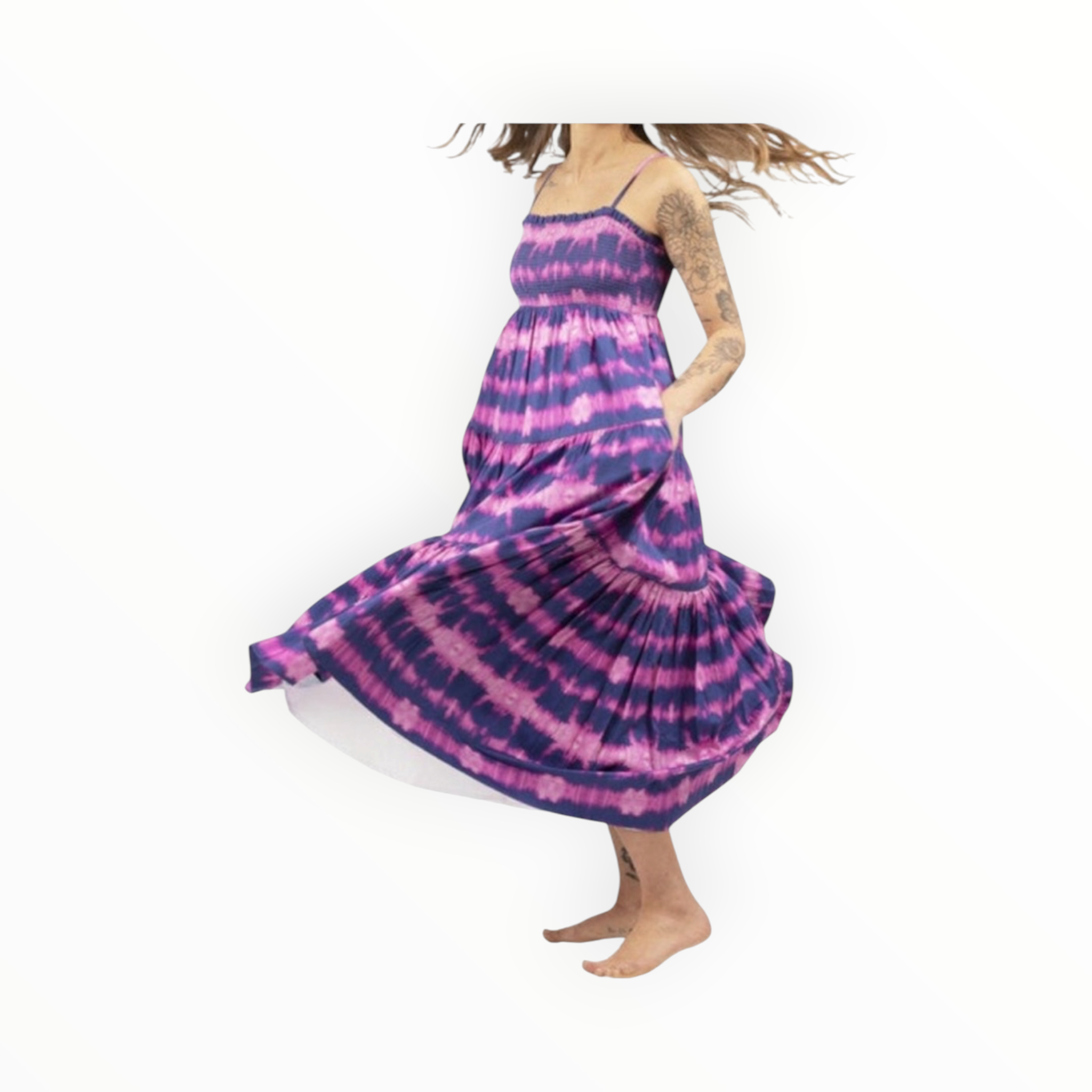 Worthy Threads Tie Dye Dress - Fuchsia/Navy