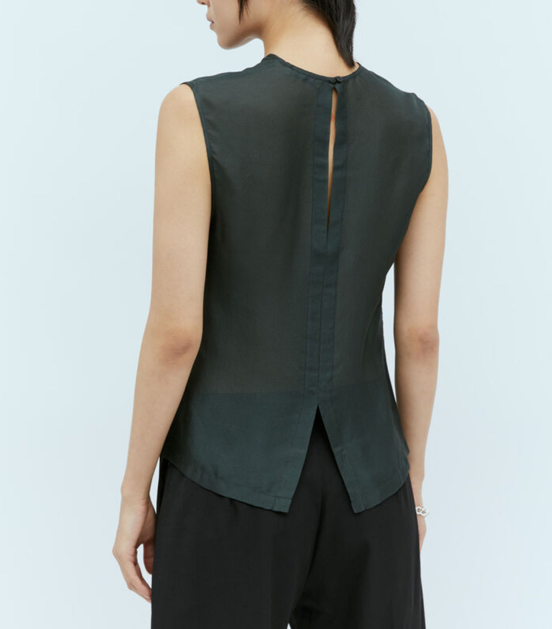 St. Agni Sheer Silk Gauze Top - Soot