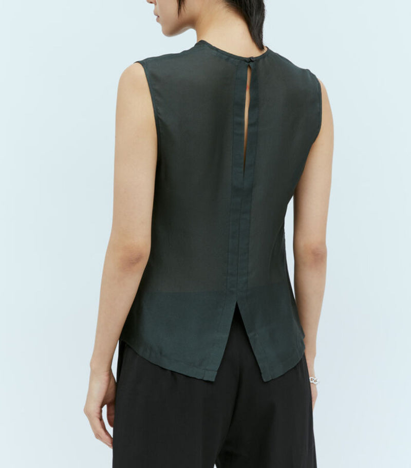 St. Agni Sheer Silk Gauze Top - Soot
