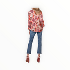 Summum V-Neck Bold Flower Top - Pink Floral