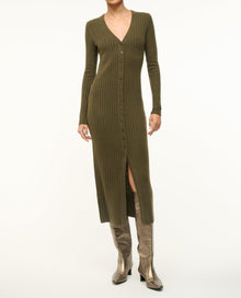 STAUD Shoko Cashmere Sweater Dress - Olive