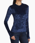 Frame Velvet Long Sleeve Top - Blu Scuro