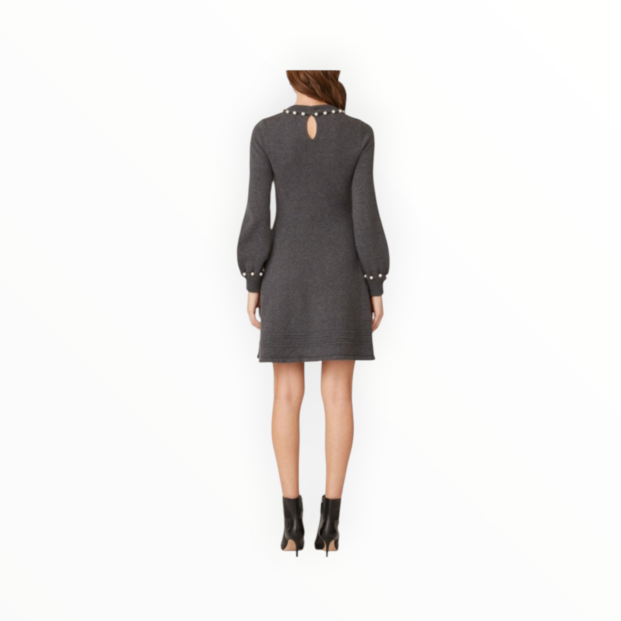 Shoshanna Charity Faux Pearl-Trim Dress - Heather Grey