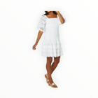 Sail To Sable Puff Sleeve Smocked Eyelet Dress - White