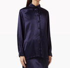 Enza Costa Satin Long Sleeve Shirt - Dark Navy