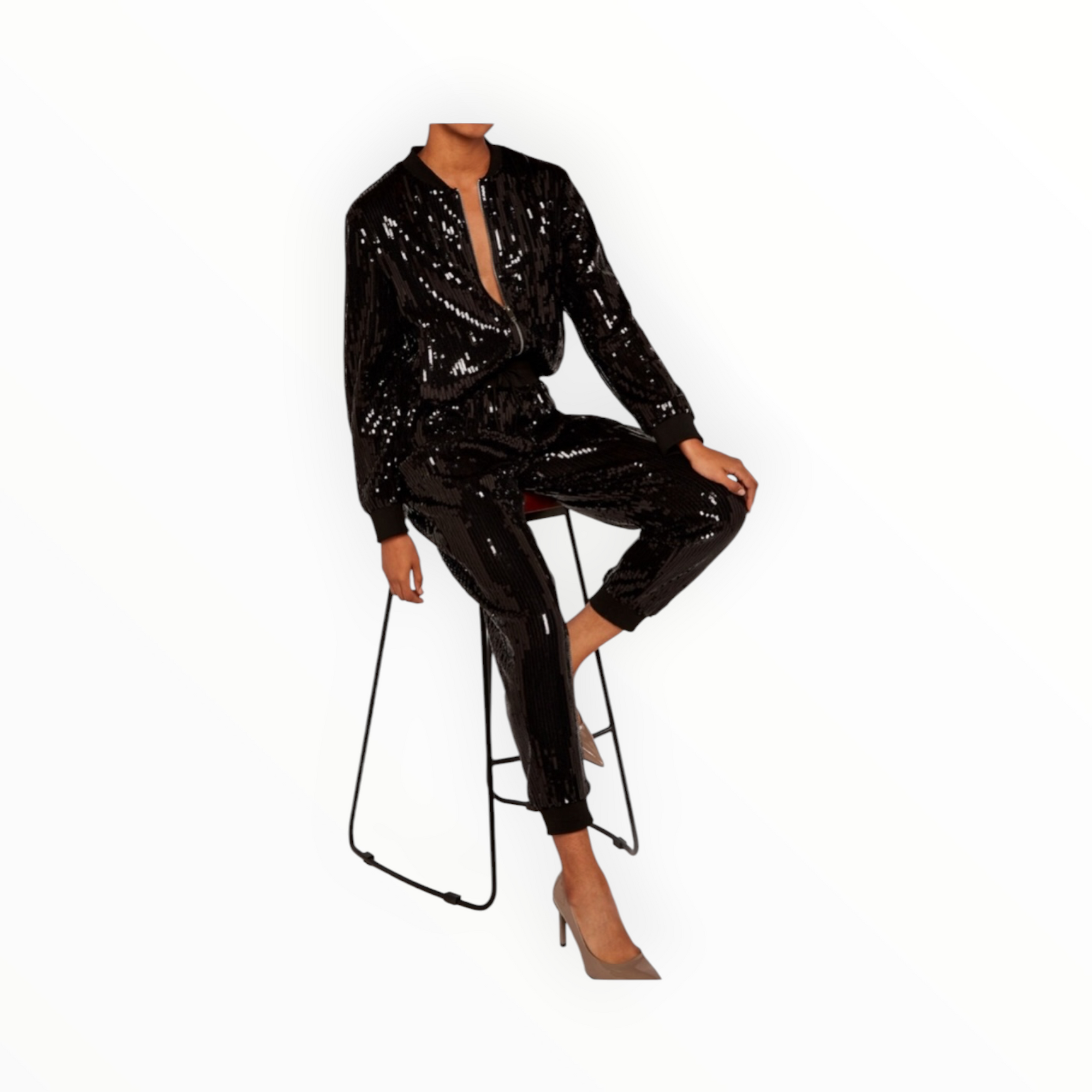 APRICOT Sequin Bomber Jacket - Black