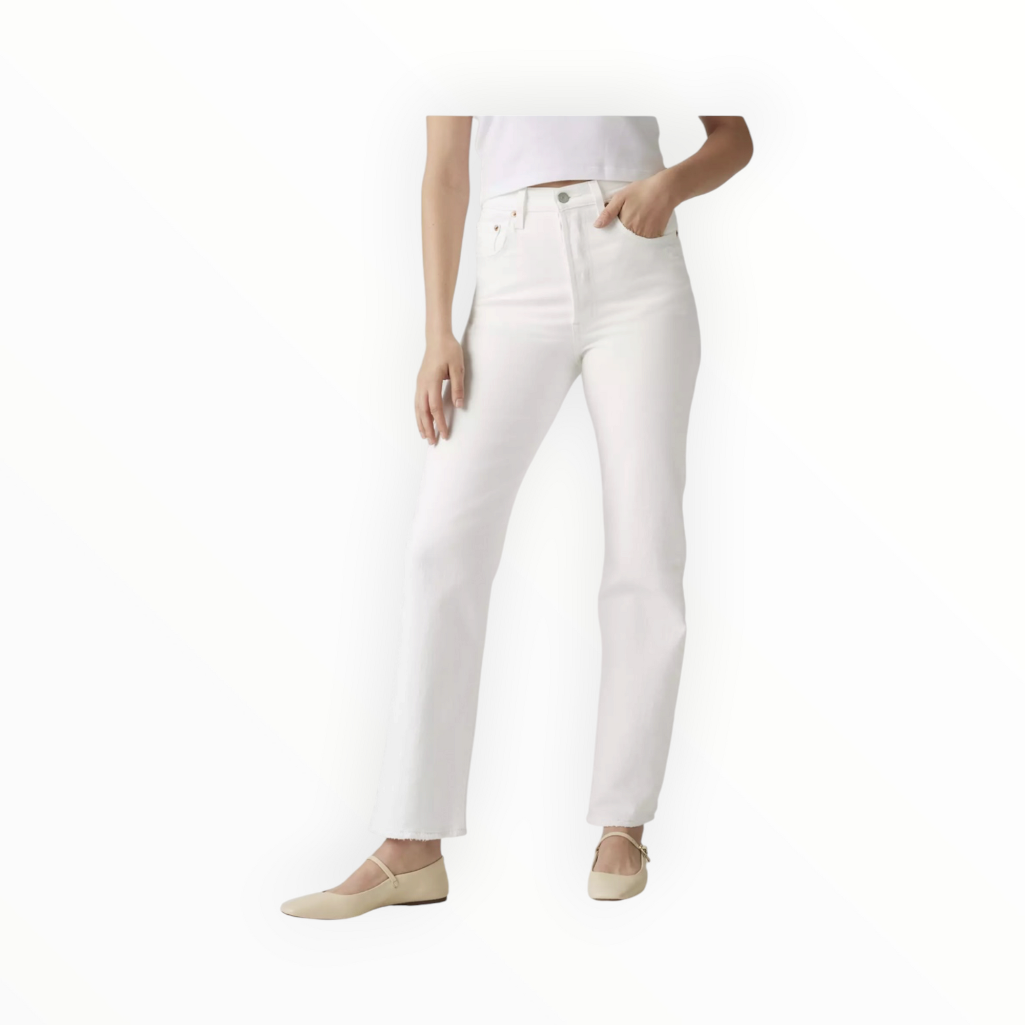 Levi’s Ribcage Straight Ankle Jeans - Cloud Over - White