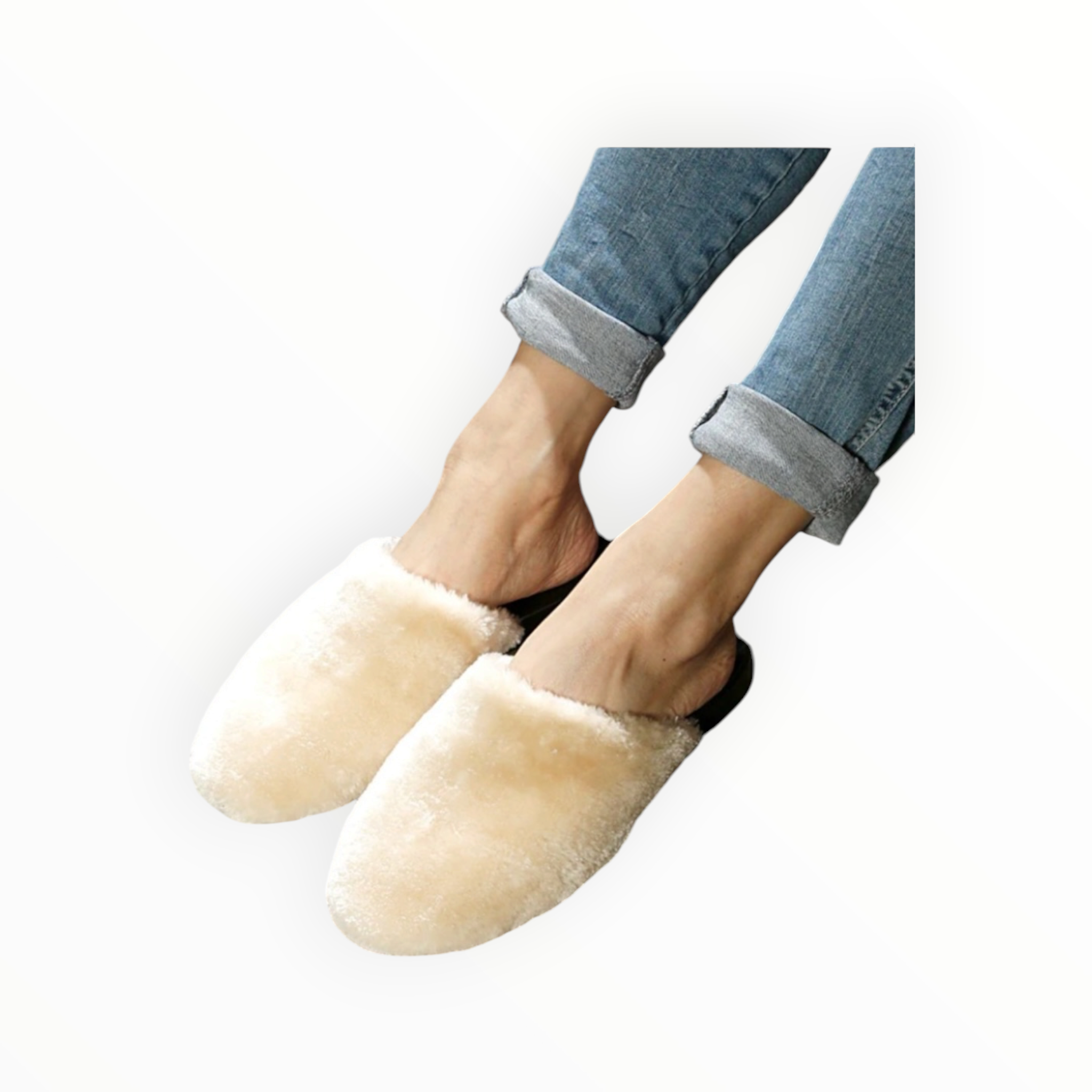 All Black Fun Fur Slipper - Beige