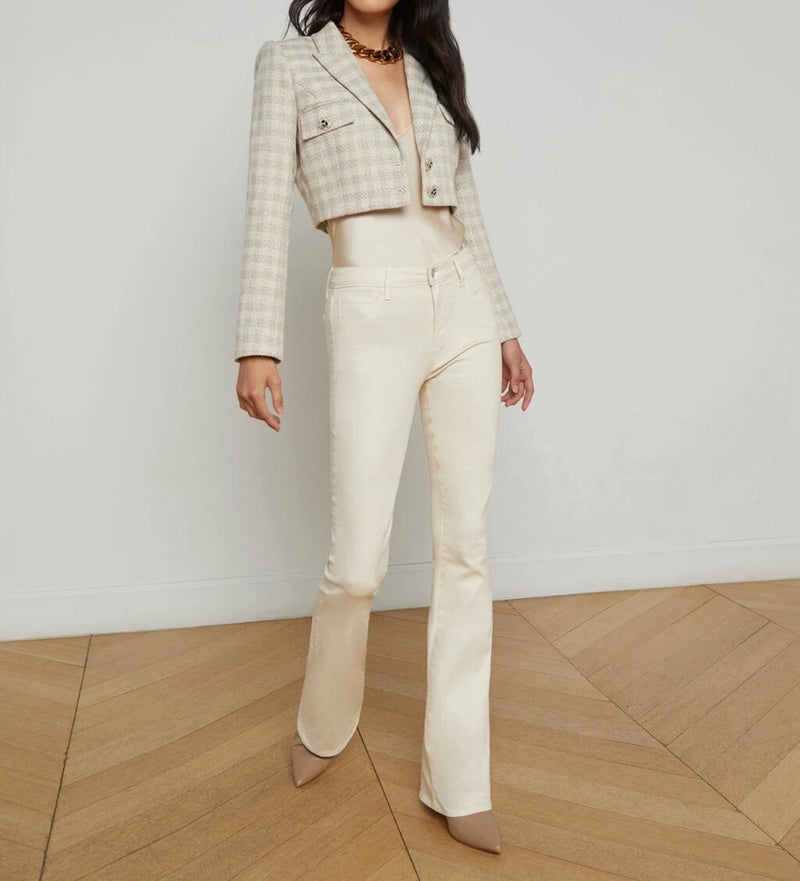L'Agence Maura Cropped Jacket - Ecru/Gold