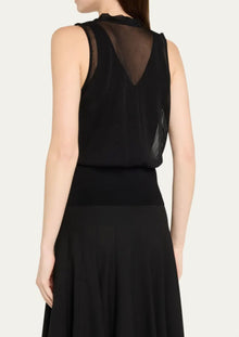 SIMKHAI Carmina Sheer Cowl Neck Top - Black