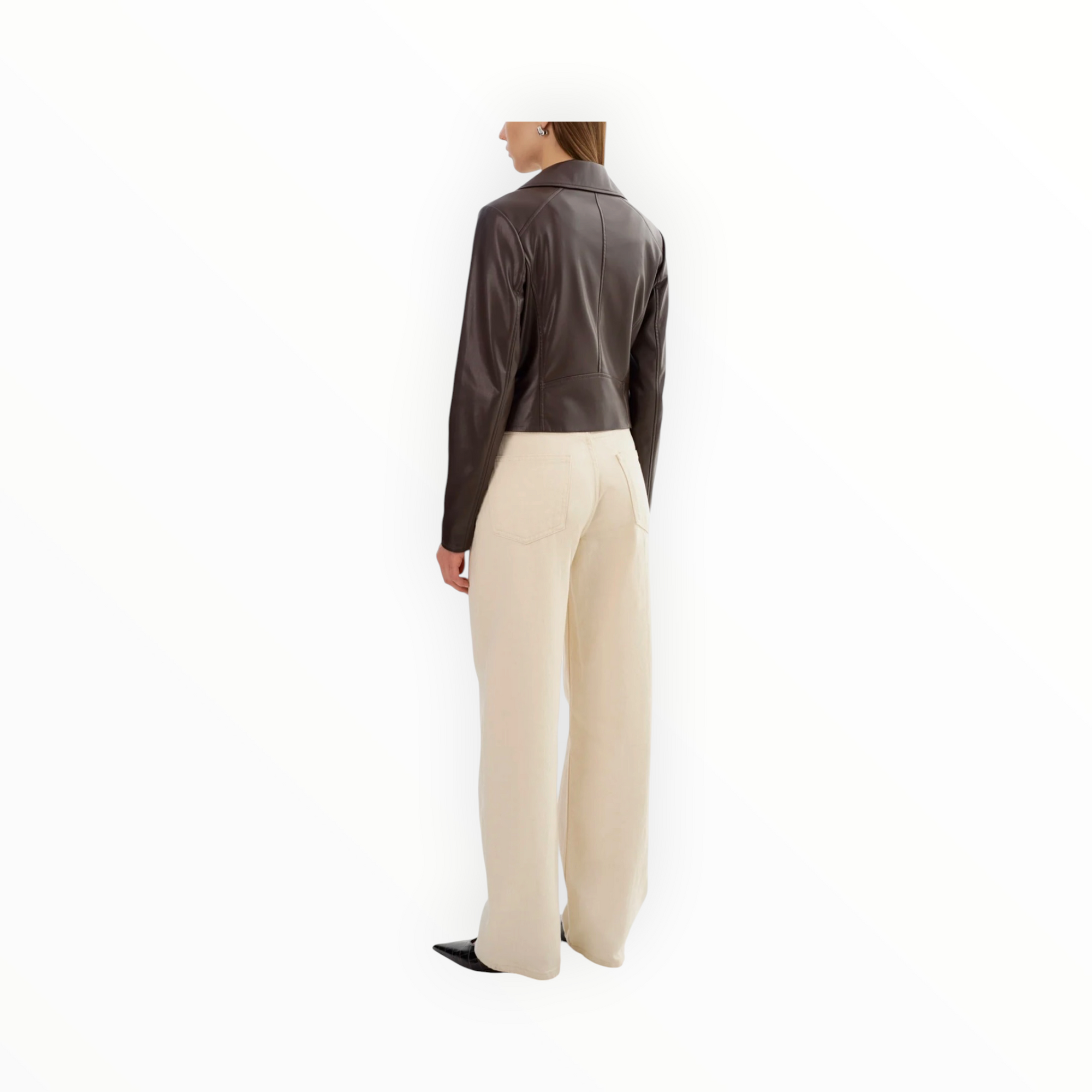 Lamarque Pascale Fitted Faux Leather Jacket - Dark Brown