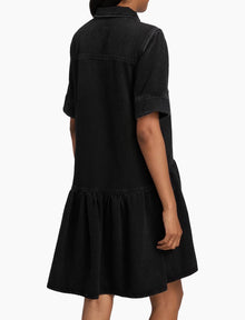 GANNI Soft Rigid Denim Mini Dress - Black Washed