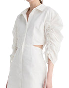 SUBOO Bentley Gathered Box Sleeve Mini Dress - White