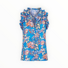 La Plage Butterfly Top in Confetti Block Print - Blue Multi