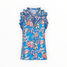 La Plage Butterfly Top in Confetti Block Print - Blue Multi