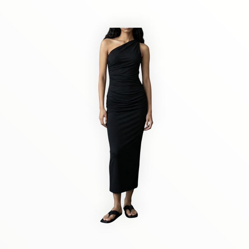Amanda Maria Bamboo One Shoulder Dress - Black