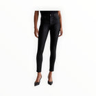 AG Jeans Farrah High Rise Faux Leatherette Ankle Skinny - Super Black