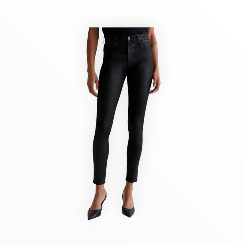 AG Jeans Farrah High Rise Faux Leatherette Ankle Skinny - Super Black