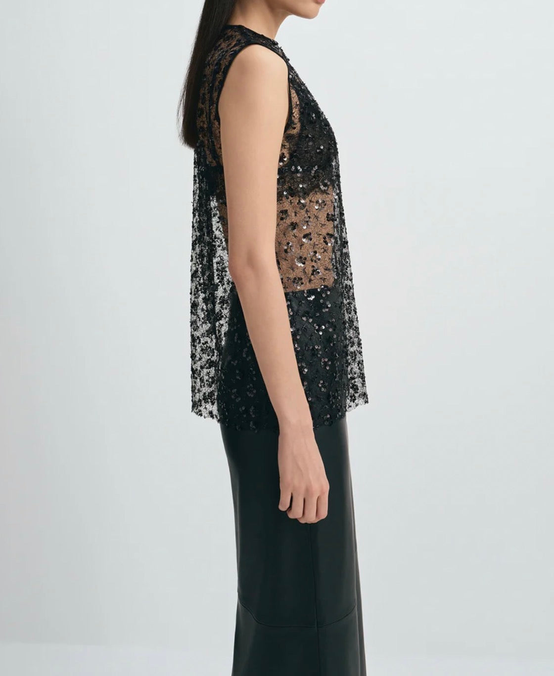 Rue Sophie Rue Sophie Ananya Sequinced Mesh Top - Black