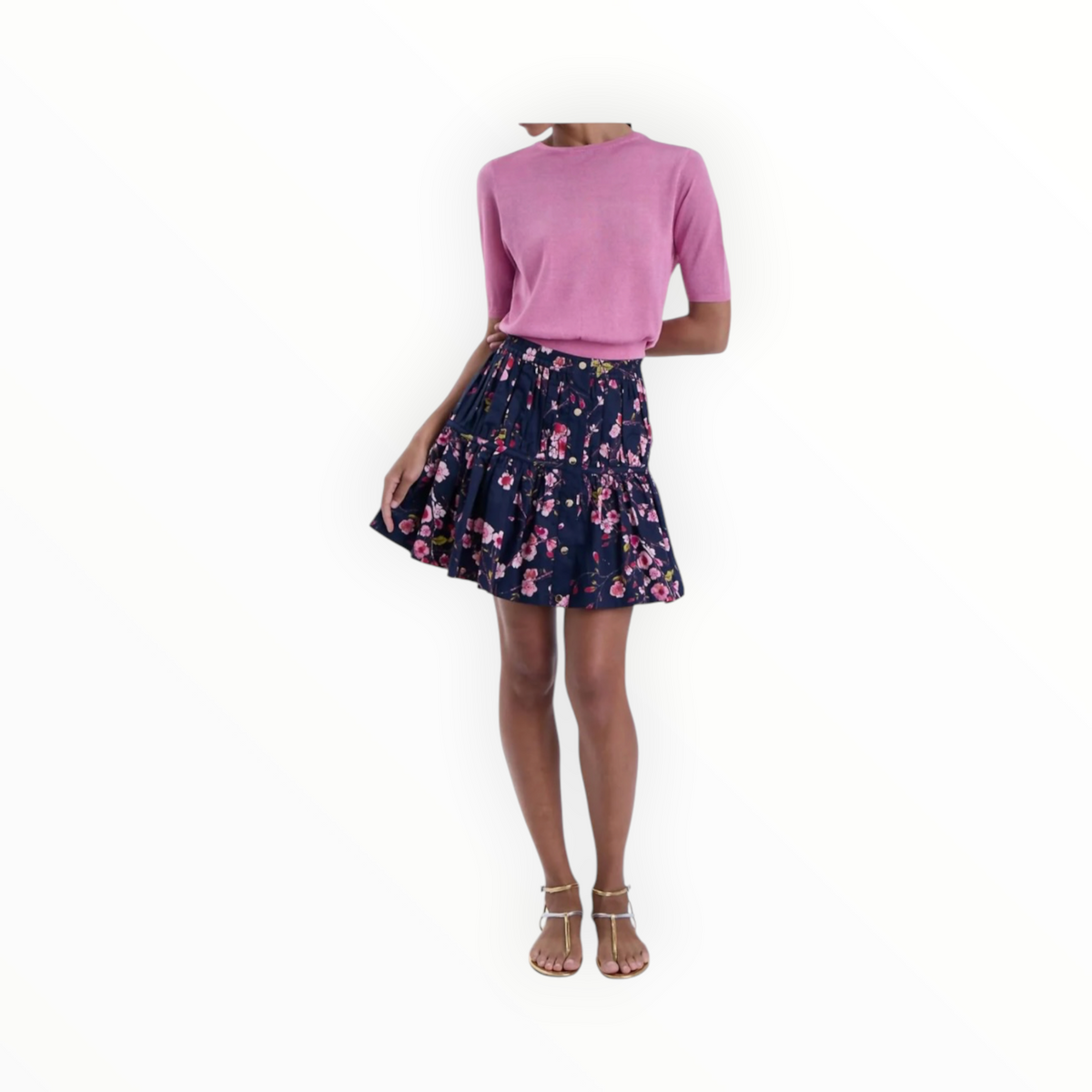 Karina Grimaldi Lola Print Skirt - Navy Summer Whisper