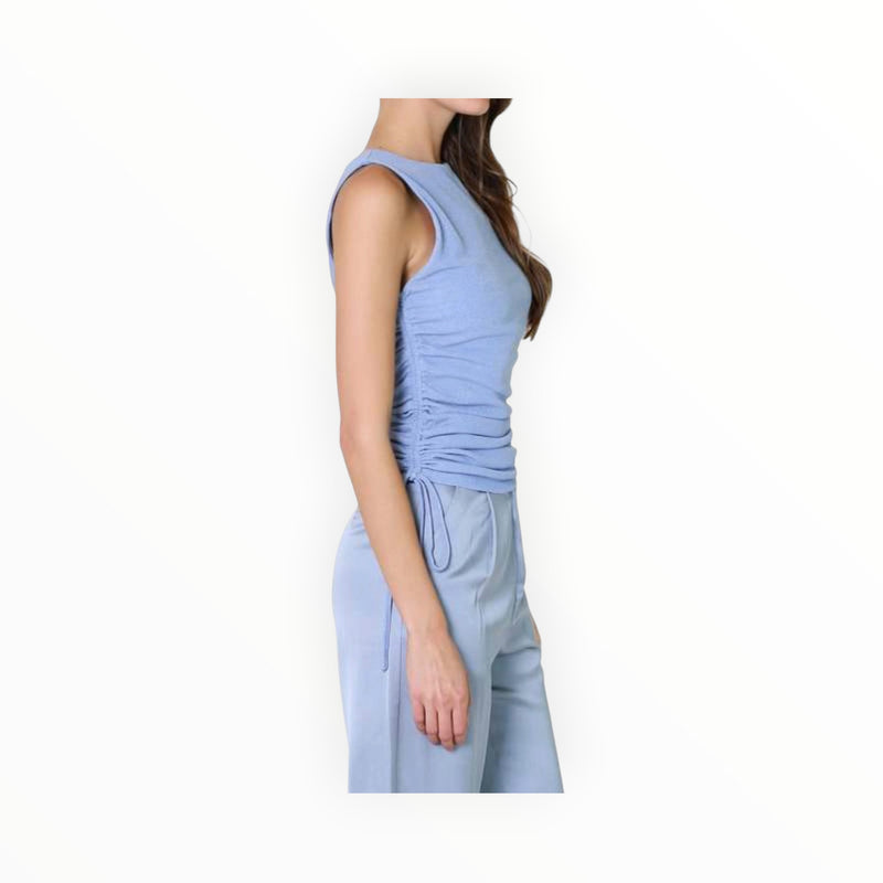 CRESCENT Valentina Ruched Top - Light Blue