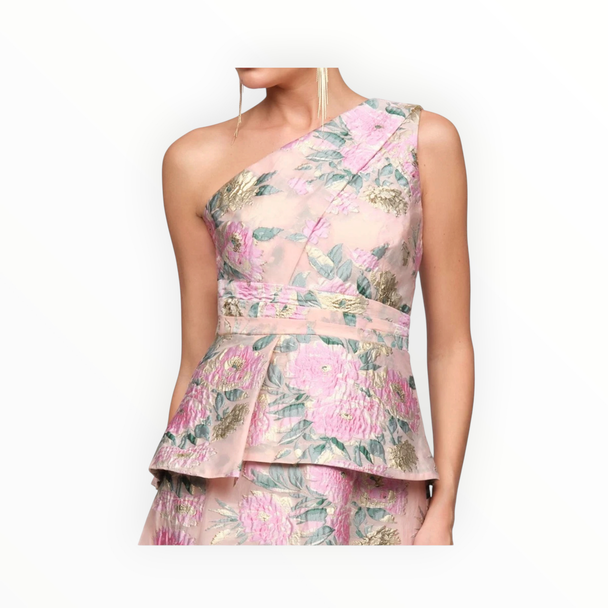JS Collections Mia One Shoulder Gown - Blush Multi
