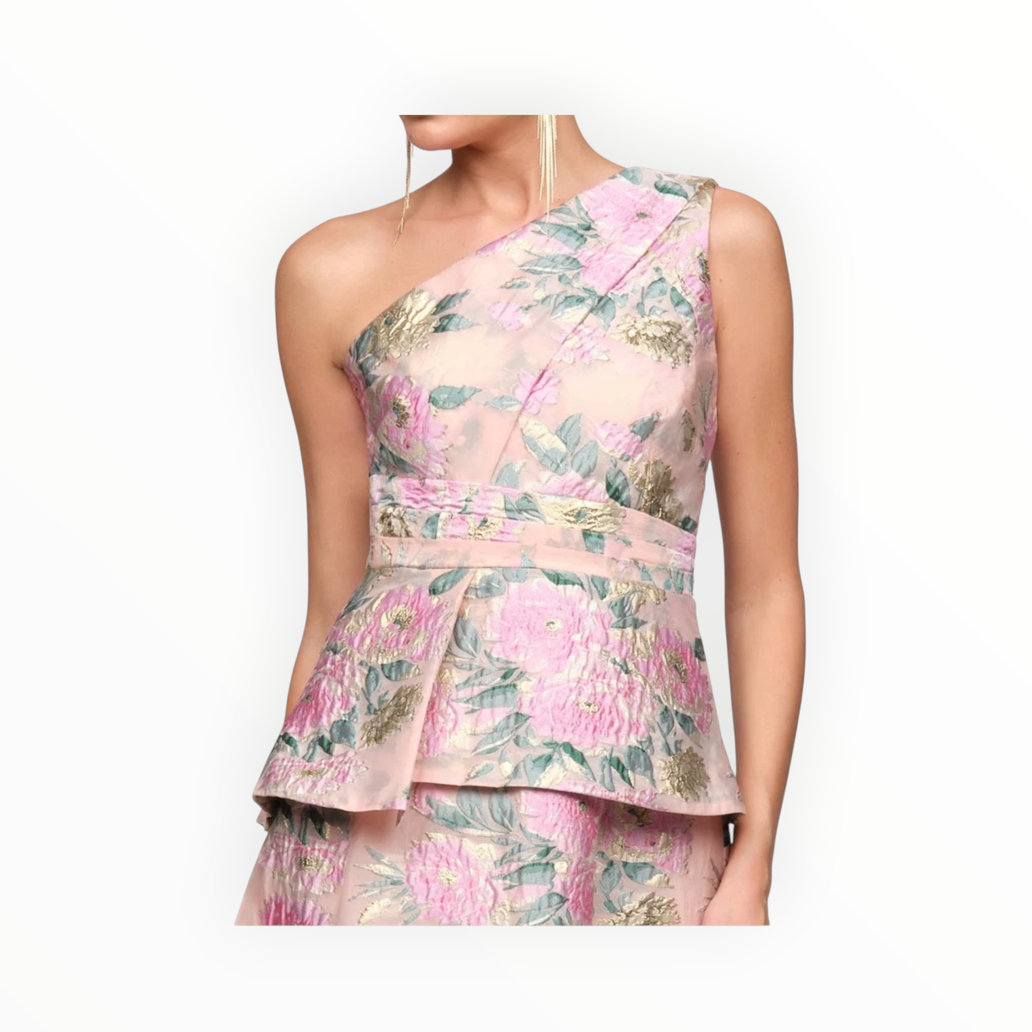 JS Collections Mia One Shoulder Gown - Blush Multi