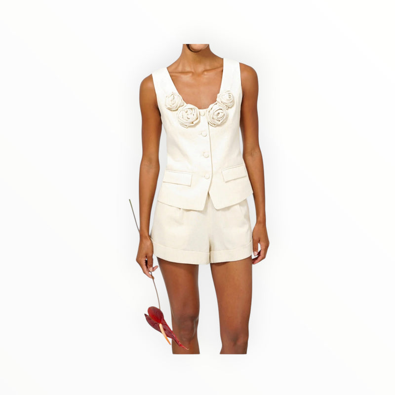 Adelyn Rae Hailey Linen Vest - White