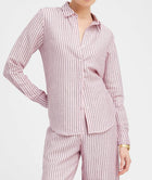 SPRWMN Pink Indigo Stripe Linen Fonda Button Down