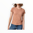 LILLA|P Short Sleeve Back Seam Crewneck - Carob