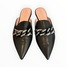 Pretty Ballerinas Overside Chain Leather Mules - Black