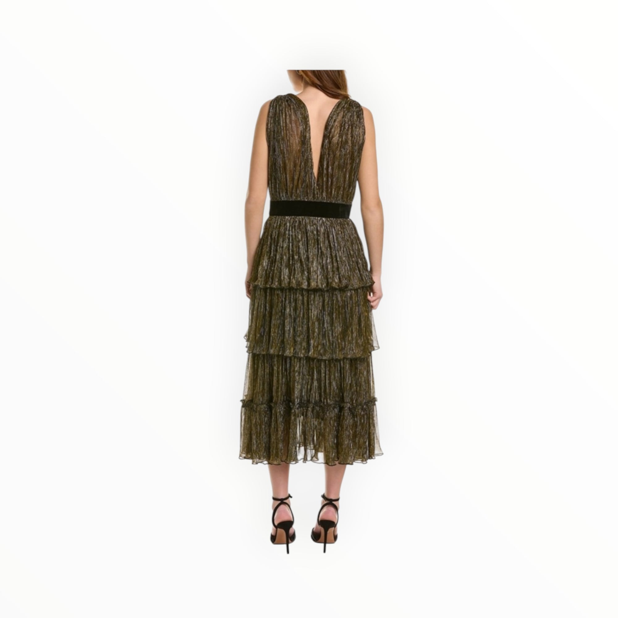 Traffic People Tiered Dress - Gold Multi
