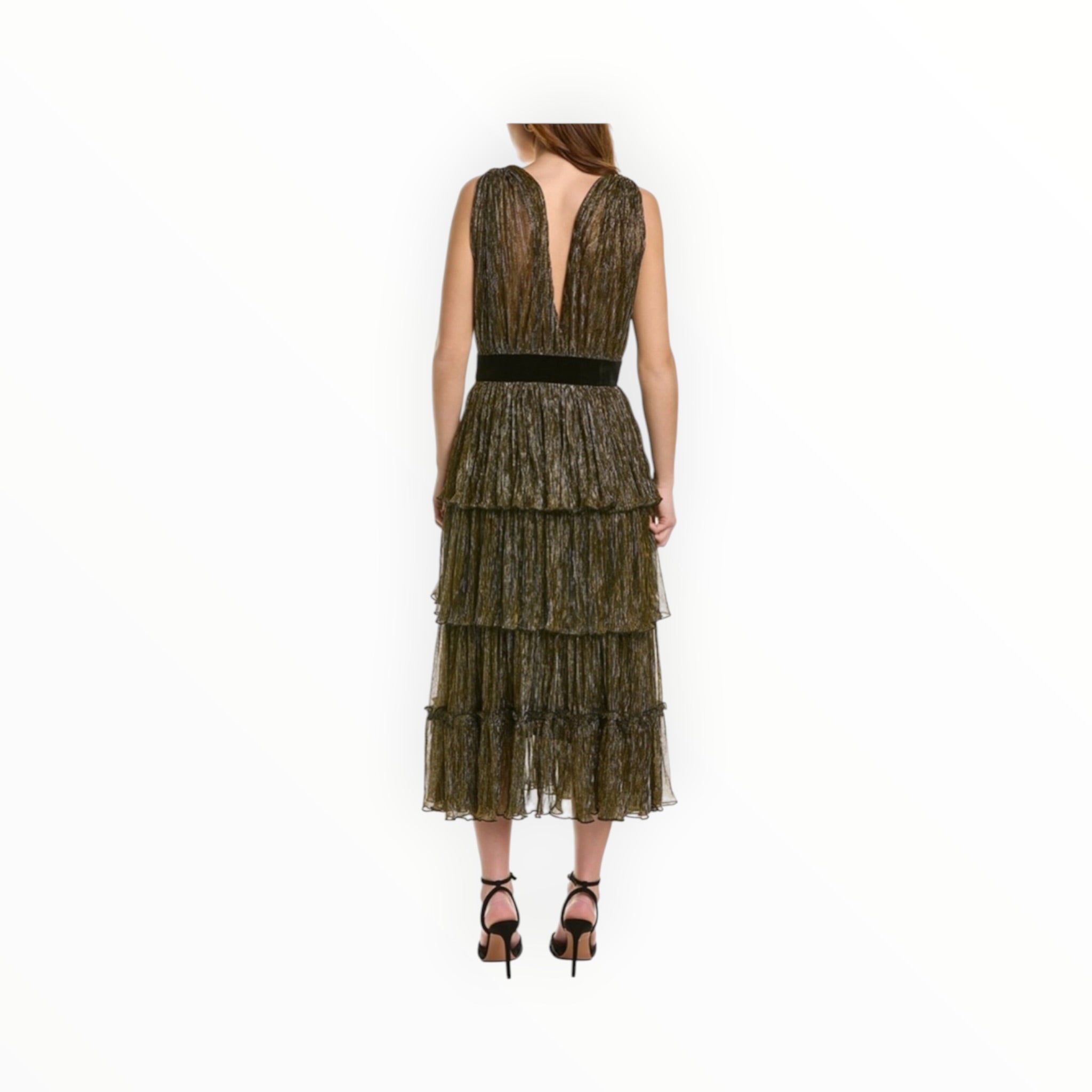Traffic People Tiered Dress - Gold Multi