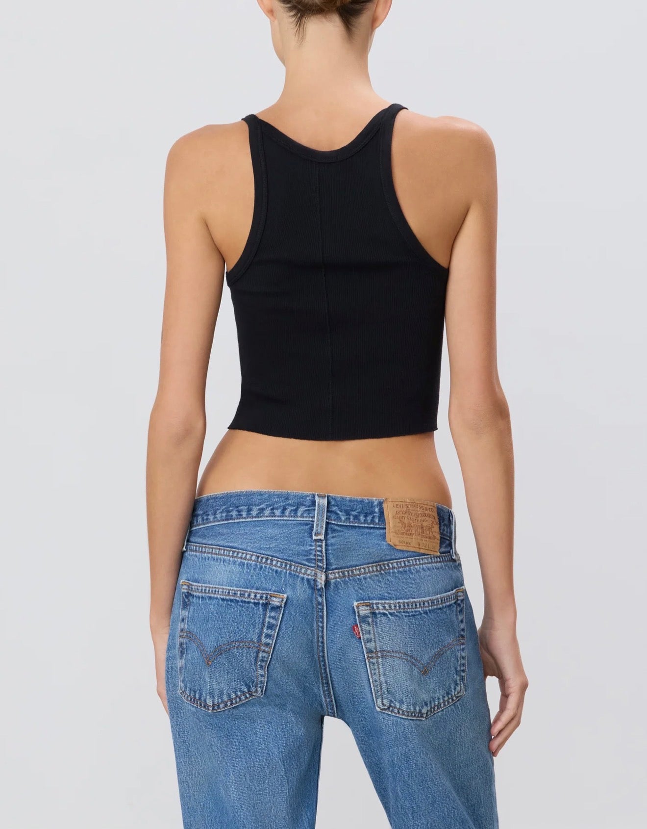 ÉTERNE Cropped Rib Tank - Black
