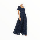 THEIA Dominique Puff Sleeve Gown - Odessey Grey