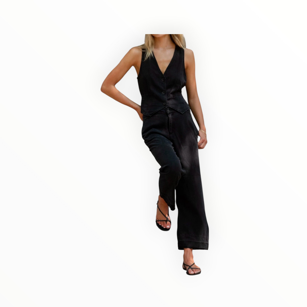 Bella Dahl Saige Open Hem Wide Leg Pant - Dark Graphite