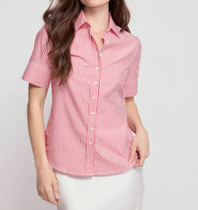 The Shirt by Rochelle Behrens The Short Sleeve Shirt - Red/White Stripe