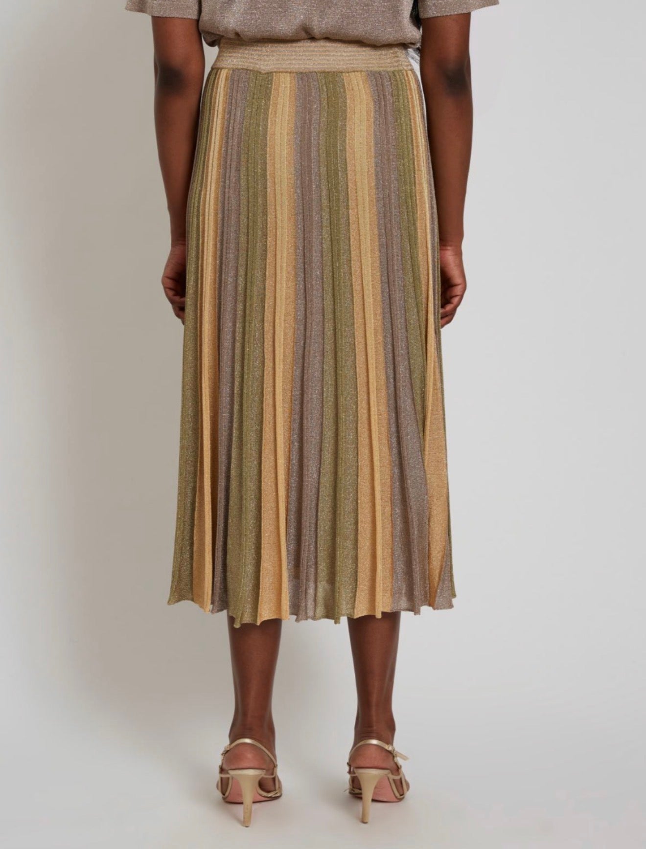 Maison Lurex Gala Pleated Skirt - April Moon/Green