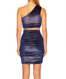 susana monaco Shimmer Velvet High Waisted Skirt - Midnight