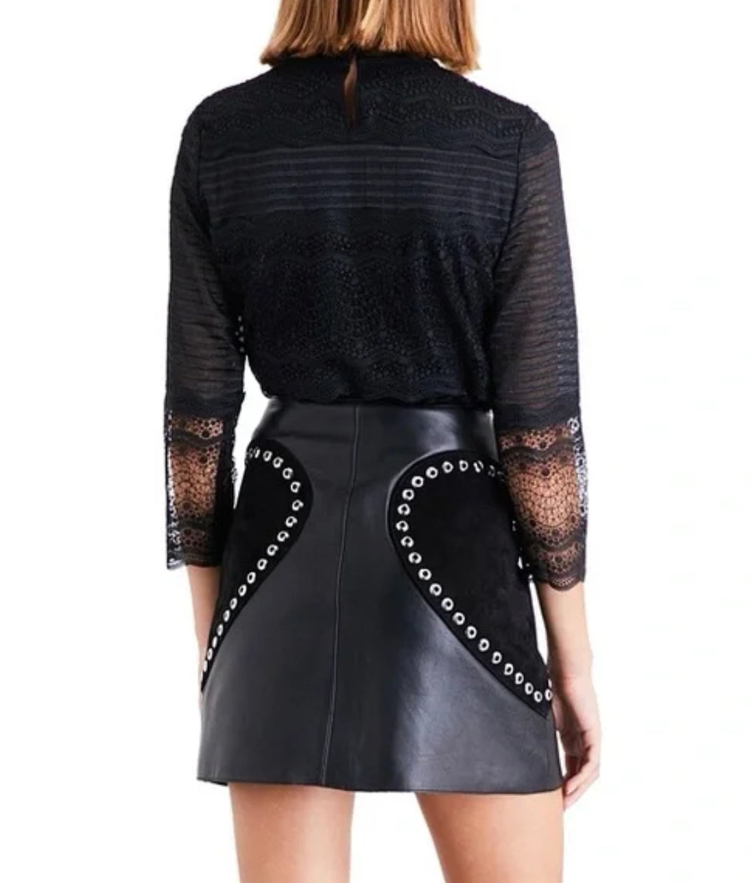 maje Lizie Cropped Lace Top - Black