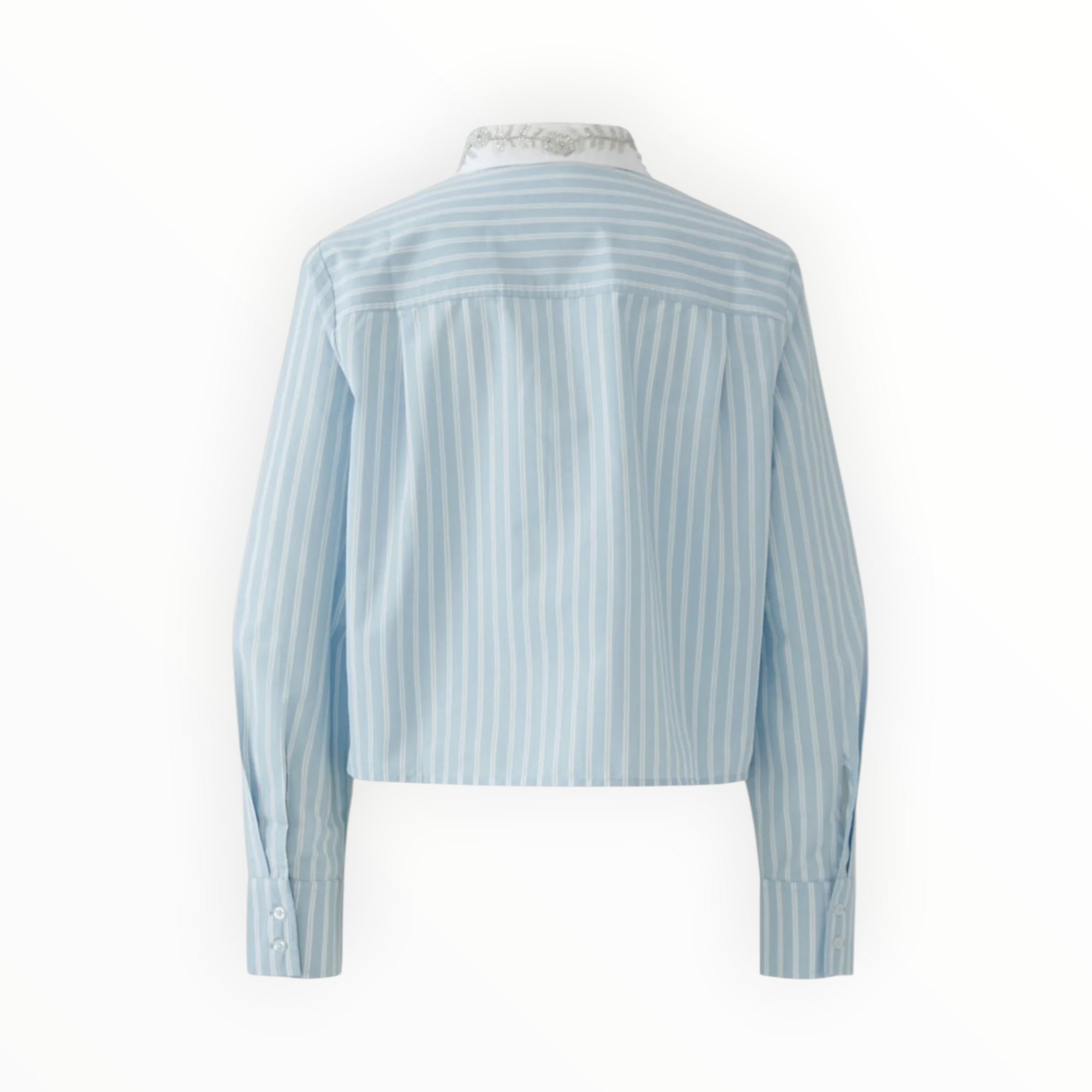 Oui Blue/White Stripe Shirt With Jewelled Collar